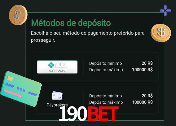 O cassino 190BET oferece uma grande variedade de métodos de pagamento